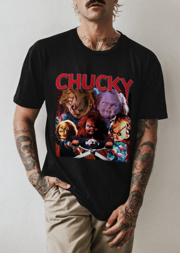 Chucky Shirt Tee Halloween Tshirt Teen Vintege Graphic T Shirt Movie Unisex Crewneck, lachlan watson, chuckey series, glen glenda