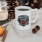 Stranger things Mug, hellfire club mug, stranger things Cup and Coaster Black and White Mug, Gift For Friend, stranger things Patch, stranger things Merch