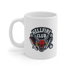 Stranger things Mug, hellfire club mug, stranger things Cup and Coaster Black and White Mug, Gift For Friend, stranger things Patch, stranger things Merch