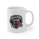 Stranger things Mug, hellfire club mug, stranger things Cup and Coaster Black and White Mug, Gift For Friend, stranger things Patch, stranger things Merch