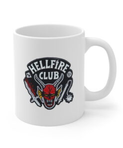 Stranger things Mug, hellfire club mug, stranger things Cup and Coaster Black and White Mug, Gift For Friend, stranger things Patch, stranger things Merch