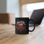 Stranger things Mug, hellfire club mug, stranger things Cup and Coaster Black and White Mug, Gift For Friend, stranger things Patch, stranger things Merch