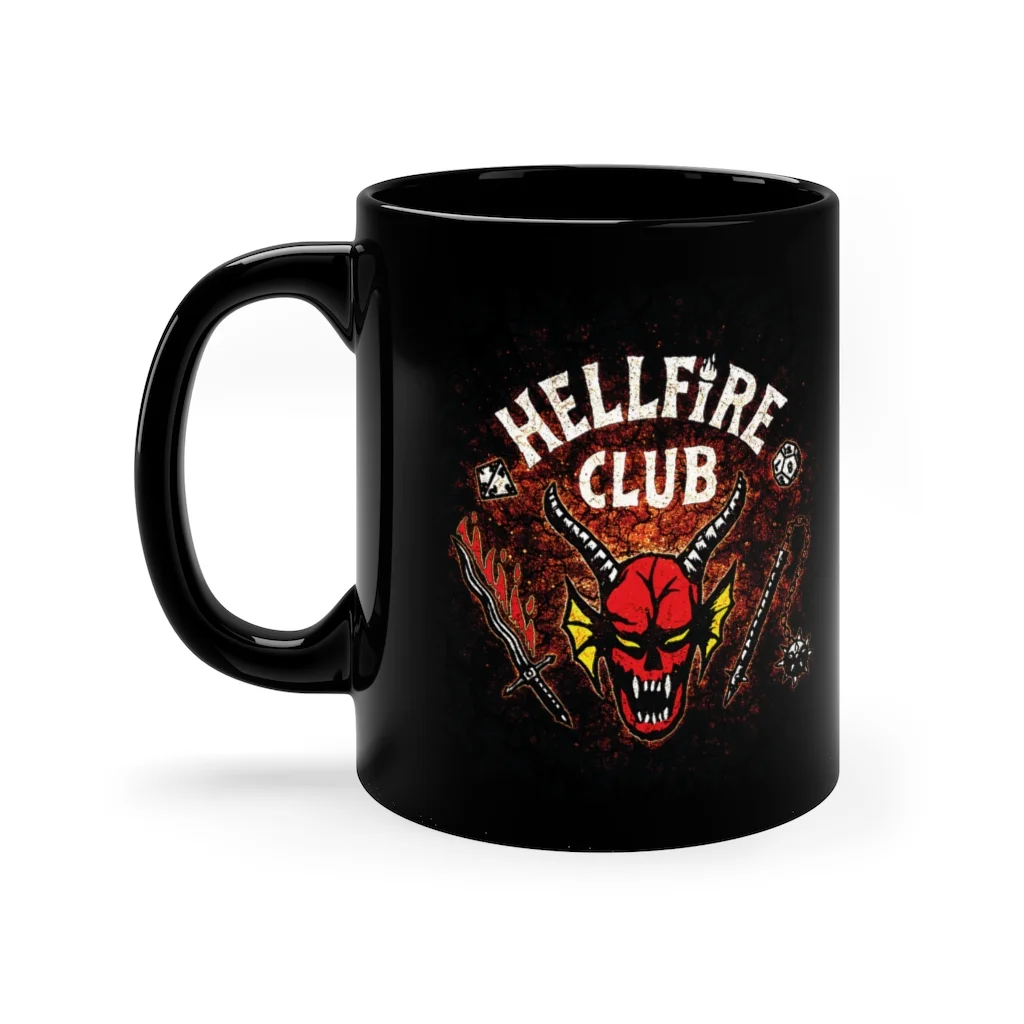 Stranger things Mug, stranger things Cup and Coaster Black and White Mug, Gift For Friend, stranger things Patch, stranger things Merch