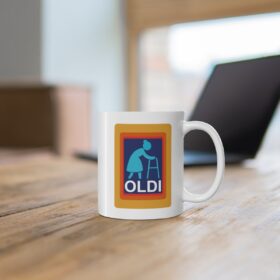 Oldi Male or Female Pun Novelty Mug - Gift for Him or Her - Funny Old Person Pensioner Cup, Aldi, Old, Age, Cheeky, Special, Unique