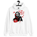 No You Hang Up Scream Mask Horror Movie Sweater, Funny Valentine Sweater Scream Halloween Hoodie, Scary Ghost Face Hoodie, Funny Ghost Face - Image 4